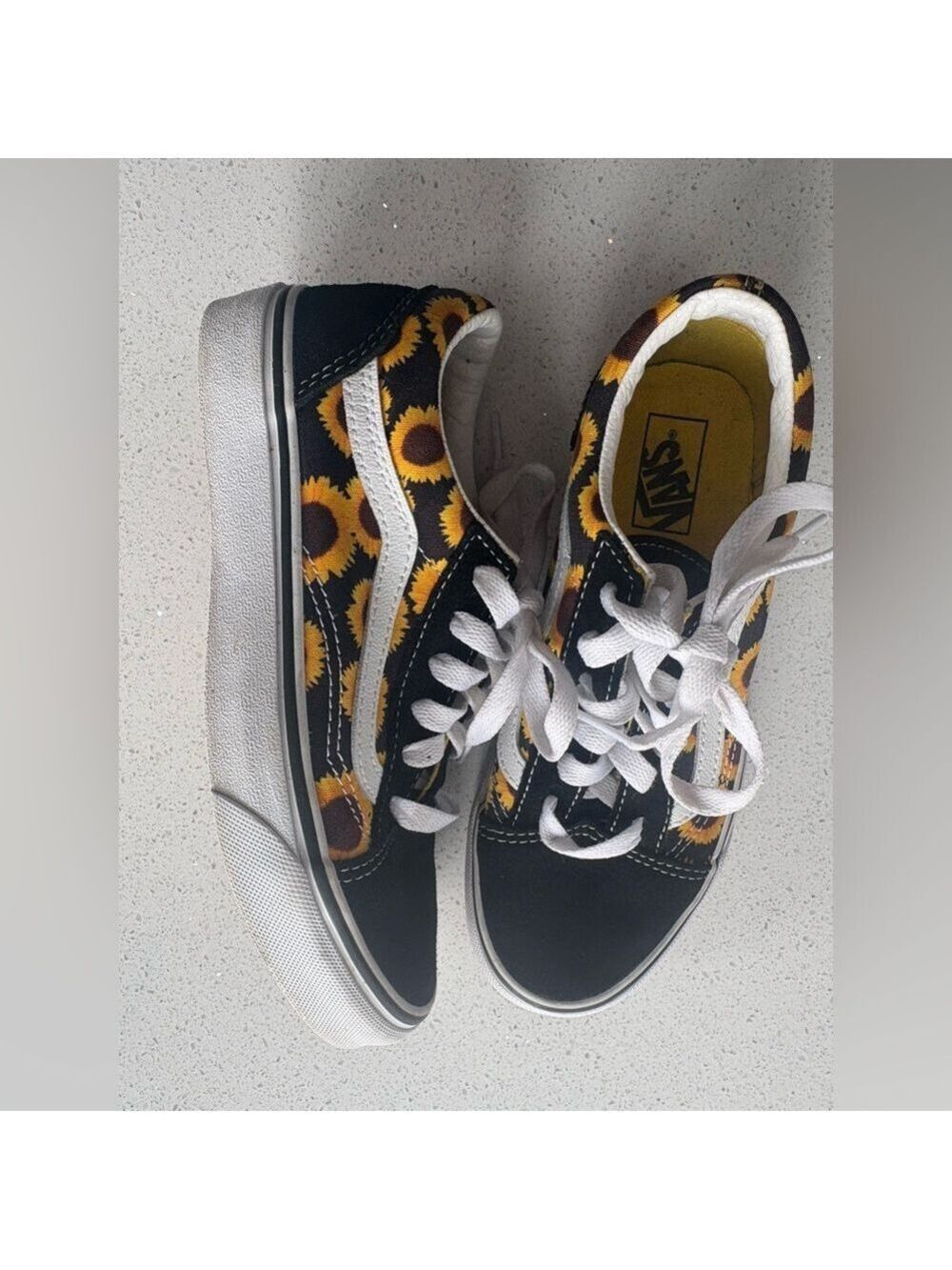 Vans Black and Yellow Sunflower youth Sneakers